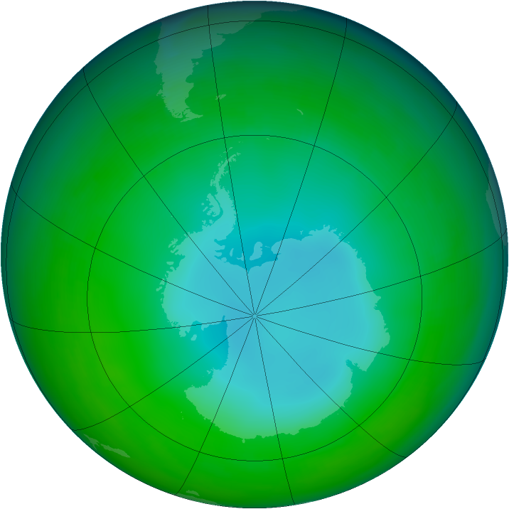 Antarctic ozone map for June 1989